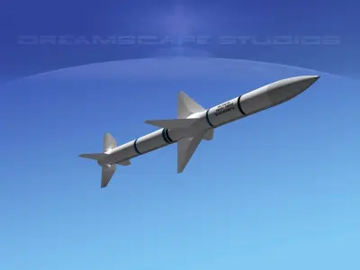 AIM-120 AMRAAM air to air missile Low-poly 3D model
