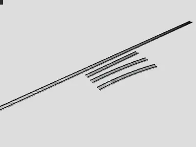 Railroad Tracks Straight And Curved Tileable Low-poly 3D model