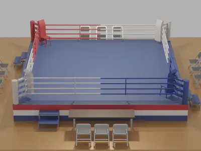 Low Poly Cartoon Boxing Ring 3D model