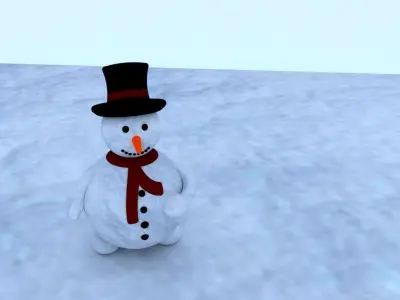 Snowman-2 snowman wearing top hat and scarf 3D model