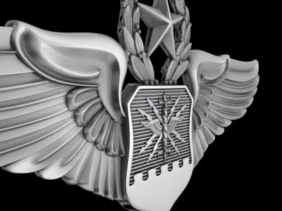 USAF Master Combat Systems Officer Wings Badge 3D model