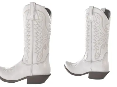 White Western Boots 3D model