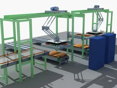 Industrial Equipment 35 - Pallet Stacker Assembly Line 3D model
