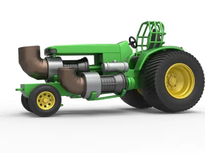 Pulling Tractor JD with 3 jet engines Scale 1 to 25 3D print model