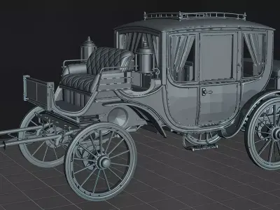 Landau Carriage 3D Model Classic Horse Drawn Carriage STL 3D print model