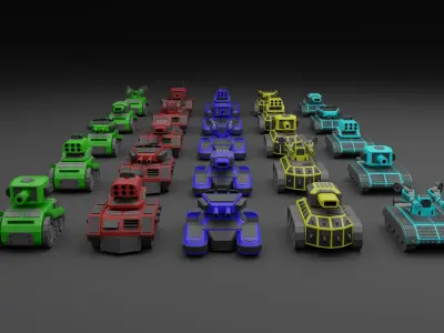 Set of low-poly tank Low-poly 3D model