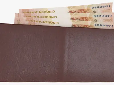 Brazil 50 Reais Wallet Money Purse 3D model