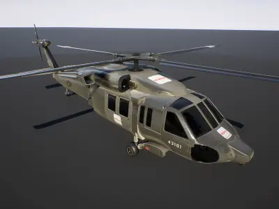 UH60M Blackhawk Low-poly 3D model