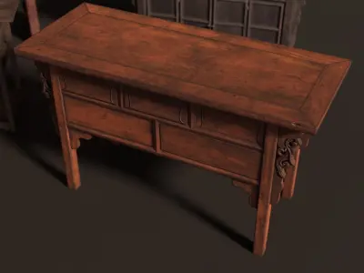 3D Antique Asian Chinese style furniture tables cabinets Low-poly 3D model
