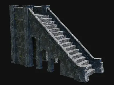 STAIRS COLUMNS GATE STAIR PLATFORM PIER TEMPLE PORTAL COLLECTION Low-poly 3D model