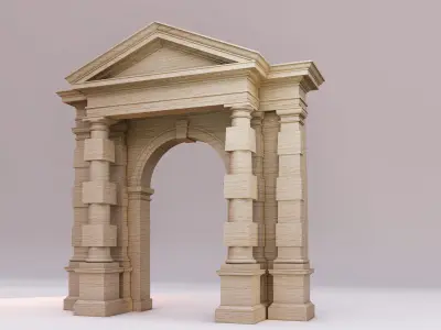 Tuscan Rusticated  Gate and Porch  Tuscan column on Gibbs 3D model