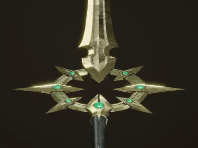 Fantasy PBR weapon game ready Low-poly 3D model