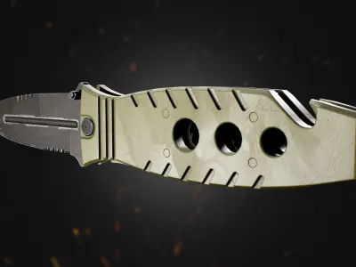 Military Tactical Knife lowpoly 3d game asset Free low-poly 3D model