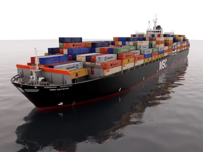 Container ship  lowpoly Low-poly 3D model