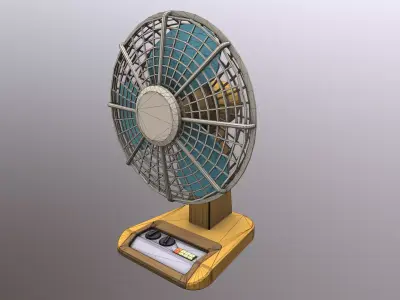Vintage Table Fan Low-poly 3D model