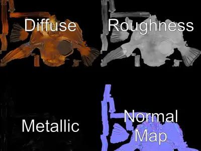 Metallic Bird Sculpture Model Pack Low-poly 3D model