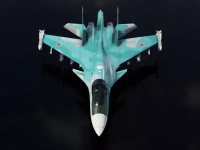 Sukhoi SU 34 Fullback Free low-poly 3D model