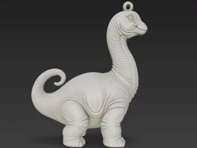 Cute Long Neck Dinosaur Keychain 3D Printable Stylized Figure 3D print model