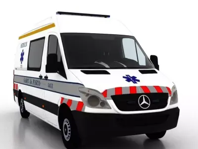 Mercedes Benz Sprinter L2H2 2009 France Ambulance 3D model