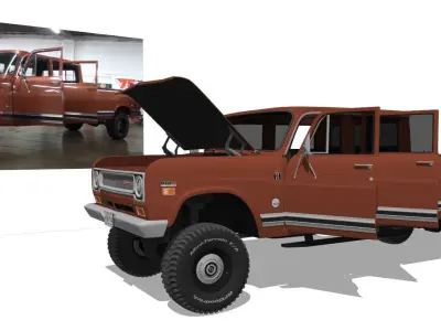 International Haervester Travelette Crew Cab Full Interior 3D model