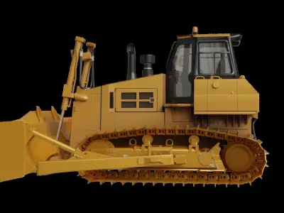Bulldozer Low-poly 3D model 2