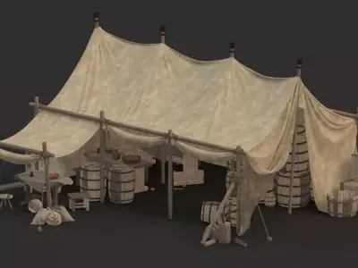 medieval market Low-poly 3D model get
