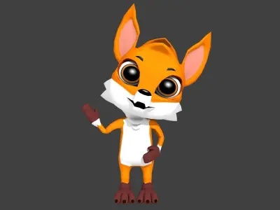 Cute fox low poly rigged Low-poly 3D model