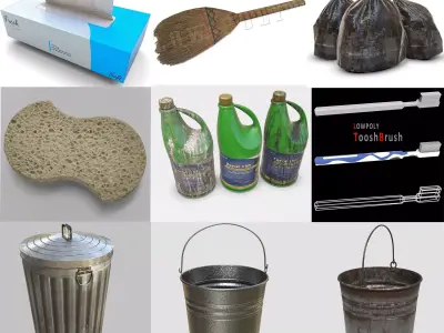 rusty cleaning tools 3D Model Pack