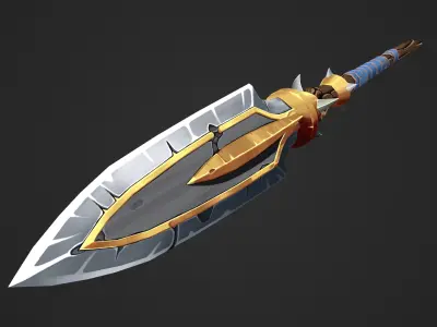 Stylized hand-painted spear Low-poly 3D model