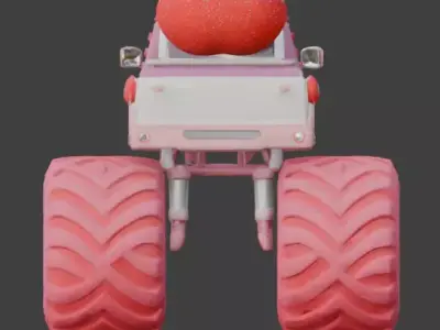 Stylized 3D Valentine Monster Truck Model Low-poly 3D model