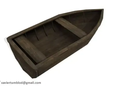 Lowpoly boat wooden Free low-poly 3D model