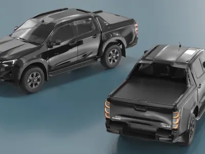 Off-Road Isuzu Pickup 2025 Black Rigged 3D model