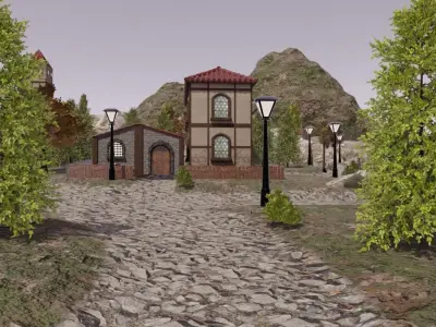 Mountain Village Landscape 3D model purchase