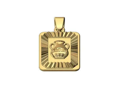 Roman urn faceted sunrays pendant charm 3D print model