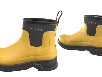 Yellow Short Rubber Boots 3D model