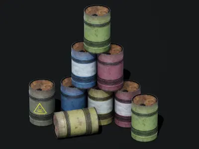 Metal Barrel Pack Free low-poly 3D model