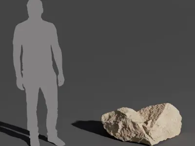  Warm Toned Notched Rough Large Rock Boulder Model 
