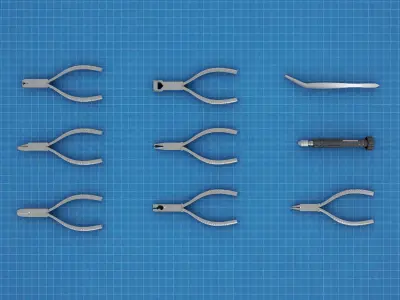 Various tools Low-poly 3D model