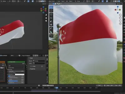 Animated Singapore Flags 3D model