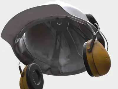 Safety Ear Muffs Hanging Helmet Low Poly Low-poly 3D model