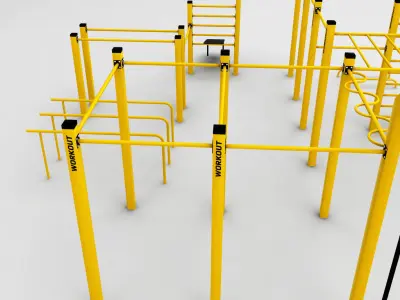 Street workout park gym low poly Low-poly 3D model