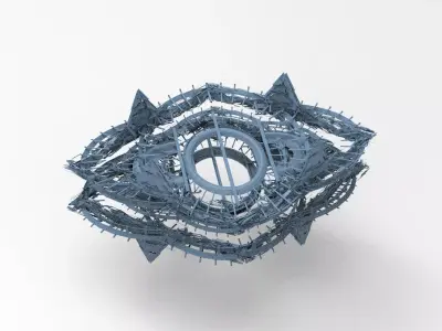 Cyberpunk magma oil rig refinery fire  3D model