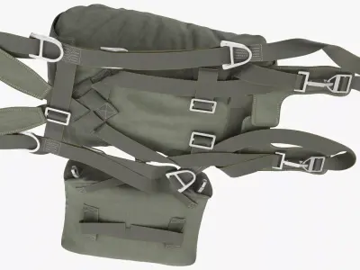 Military Parachute Backpack Folded 3D model