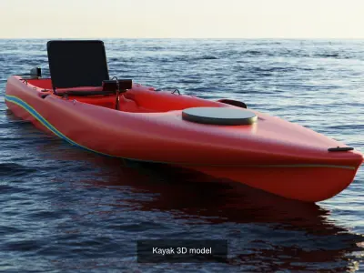 Kayak 3D model floating in ocean 3D Model Pack