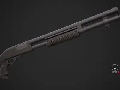 Shotgun Low-poly 3D model buy