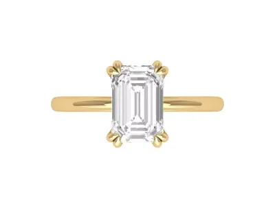 Emerald Solitaire Ring 3D print model 11