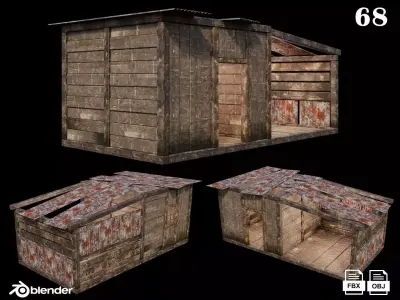 Medieval Houses 68- 4K Textures Game Ready Low-poly 3D model
