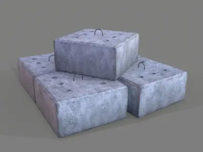 Concrete Block Low-poly 3D model purchase