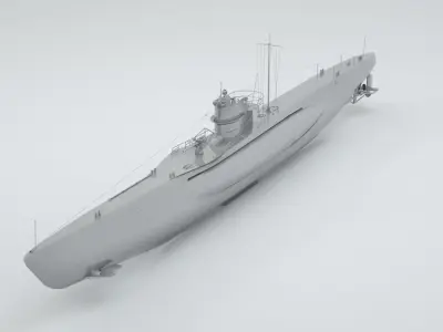 Type VII C German Submarine U-Boat 3D model