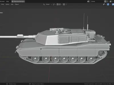Abrams m1a2 TANK BASE MESH Low-poly 3D model